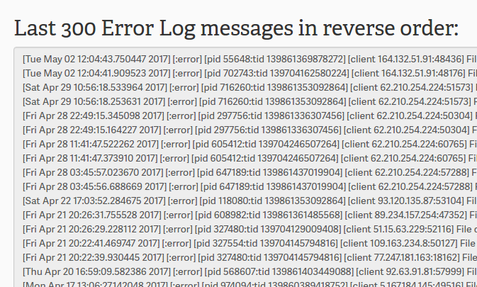 cPanel error log sample