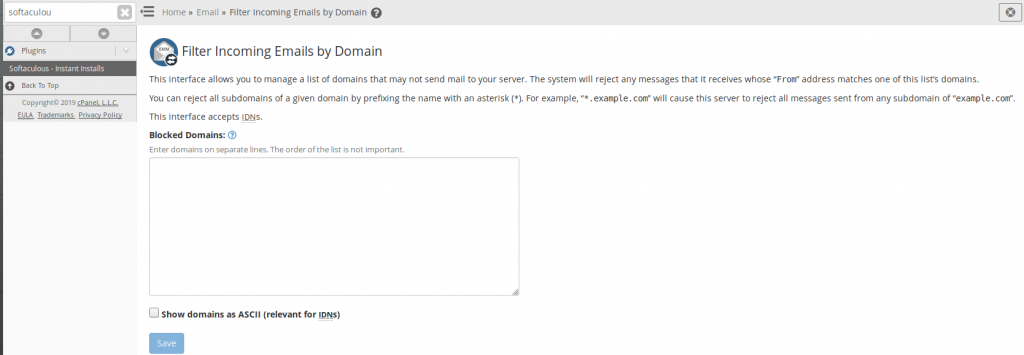 Filter incoming emails by domain in WHM
