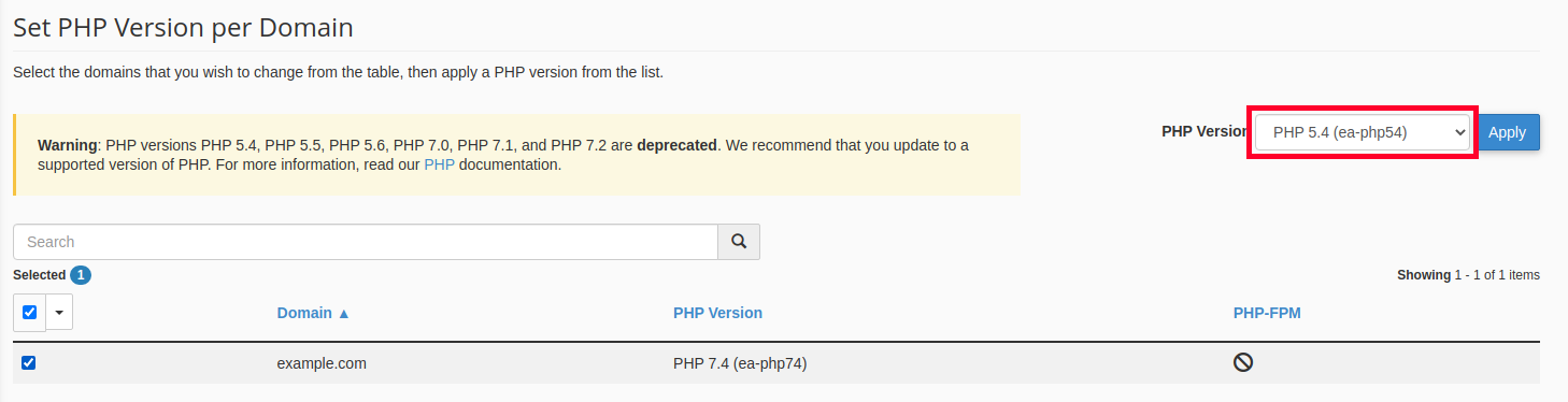Choosing PHP Version
